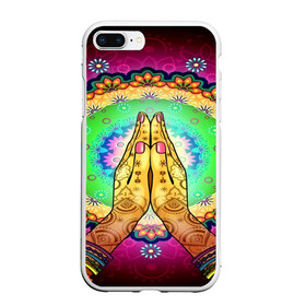 Чехол для iPhone 7Plus/8 Plus матовый с принтом Meditation в Тюмени, Силикон | Область печати: задняя сторона чехла, без боковых панелей | 3d | indian | mandala | арт | йога | медитация | руки | узор | цветы