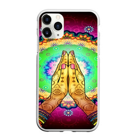 Чехол для iPhone 11 Pro матовый с принтом Meditation в Тюмени, Силикон |  | 3d | indian | mandala | арт | йога | медитация | руки | узор | цветы