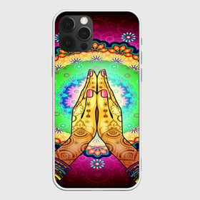 Чехол для iPhone 12 Pro Max с принтом Meditation в Тюмени, Силикон |  | 3d | indian | mandala | арт | йога | медитация | руки | узор | цветы