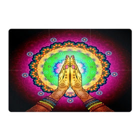 Магнитный плакат 3Х2 с принтом Meditation в Тюмени, Полимерный материал с магнитным слоем | 6 деталей размером 9*9 см | 3d | indian | mandala | арт | йога | медитация | руки | узор | цветы