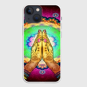 Чехол для iPhone 13 mini с принтом Meditation в Тюмени,  |  | 3d | indian | mandala | арт | йога | медитация | руки | узор | цветы