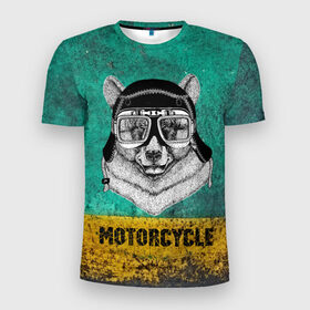 Мужская футболка 3D спортивная с принтом Мотоцикл медведь в Тюмени, 100% полиэстер с улучшенными характеристиками | приталенный силуэт, круглая горловина, широкие плечи, сужается к линии бедра | 3d | motor bicycle | motorbike | motorcycle | авто | автомобильные | водитель | механик | мотоциклист | очки