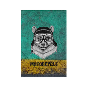 Обложка для паспорта матовая кожа с принтом Мотоцикл медведь в Тюмени, натуральная матовая кожа | размер 19,3 х 13,7 см; прозрачные пластиковые крепления | 3d | motor bicycle | motorbike | motorcycle | авто | автомобильные | водитель | механик | мотоциклист | очки