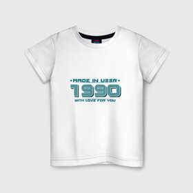 Детская футболка хлопок с принтом Made in USSR 1990 в Тюмени, 100% хлопок | круглый вырез горловины, полуприлегающий силуэт, длина до линии бедер | 1990 | made in ussr | ussr | год рождения | день рождения | рожденный в ссср | сделано в ссср | ссср