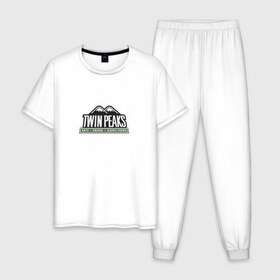 Мужская пижама хлопок с принтом Twin Peaks Горы в Тюмени, 100% хлопок | брюки и футболка прямого кроя, без карманов, на брюках мягкая резинка на поясе и по низу штанин
 | 