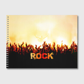 Альбом для рисования с принтом Rock концерт в Тюмени, 100% бумага
 | матовая бумага, плотность 200 мг. | Тематика изображения на принте: rock | в толпу | гитара | группа | дым | жанр | концерт | металл | музыка | надпись | панк | певец | песня | прыжок | рок | рок н рол | руки | стиль | хард | хой | я люблю рок