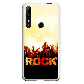 Чехол для Honor P Smart Z с принтом Rock концерт в Тюмени, Силикон | Область печати: задняя сторона чехла, без боковых панелей | Тематика изображения на принте: rock | в толпу | гитара | группа | дым | жанр | концерт | металл | музыка | надпись | панк | певец | песня | прыжок | рок | рок н рол | руки | стиль | хард | хой | я люблю рок