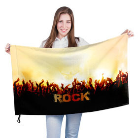 Флаг 3D с принтом Rock концерт в Тюмени, 100% полиэстер | плотность ткани — 95 г/м2, размер — 67 х 109 см. Принт наносится с одной стороны | rock | в толпу | гитара | группа | дым | жанр | концерт | металл | музыка | надпись | панк | певец | песня | прыжок | рок | рок н рол | руки | стиль | хард | хой | я люблю рок