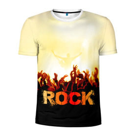 Мужская футболка 3D спортивная с принтом Rock концерт в Тюмени, 100% полиэстер с улучшенными характеристиками | приталенный силуэт, круглая горловина, широкие плечи, сужается к линии бедра | rock | в толпу | гитара | группа | дым | жанр | концерт | металл | музыка | надпись | панк | певец | песня | прыжок | рок | рок н рол | руки | стиль | хард | хой | я люблю рок