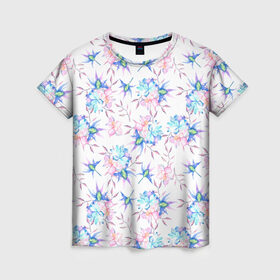 Женская футболка 3D с принтом Цветы в Тюмени, 100% полиэфир ( синтетическое хлопкоподобное полотно) | прямой крой, круглый вырез горловины, длина до линии бедер | Тематика изображения на принте: flower | flowers | spring | весна | нежность | цветок | цветы