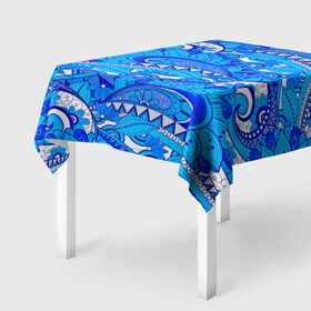 Скатерть 3D с принтом Floral pattern в Тюмени, 100% полиэстер (ткань не мнется и не растягивается) | Размер: 150*150 см | 3d | абстракция | арт | волны | синий | узор | цветы