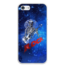 Чехол для iPhone 5/5S матовый с принтом Мертвый гитарист в Тюмени, Силикон | Область печати: задняя сторона чехла, без боковых панелей | Тематика изображения на принте: rock | гитара | скелет | я люблю рок