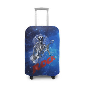 Чехол для чемодана 3D с принтом Мертвый гитарист в Тюмени, 86% полиэфир, 14% спандекс | двустороннее нанесение принта, прорези для ручек и колес | rock | гитара | скелет | я люблю рок