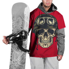 Накидка на куртку 3D с принтом Свитер байкера в Тюмени, 100% полиэстер |  | Тематика изображения на принте: бабушка | байк | вязка | пряжа | скелет | скилет | череп