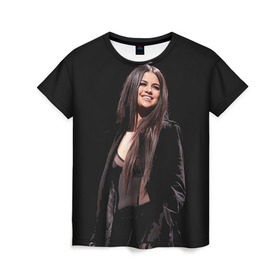Женская футболка 3D с принтом Selena Gomez в Тюмени, 100% полиэфир ( синтетическое хлопкоподобное полотно) | прямой крой, круглый вырез горловины, длина до линии бедер | selena gomez