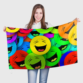 Флаг 3D с принтом Веселые смайлики в Тюмени, 100% полиэстер | плотность ткани — 95 г/м2, размер — 67 х 109 см. Принт наносится с одной стороны | смайлики | стикеры