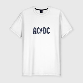 Мужская футболка премиум с принтом AC/DC в Тюмени, 92% хлопок, 8% лайкра | приталенный силуэт, круглый вырез ворота, длина до линии бедра, короткий рукав | ас | группа | дс | логотип | музыка | печни | рок