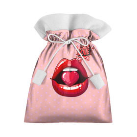 Подарочный 3D мешок с принтом Lips в Тюмени, 100% полиэстер | Размер: 29*39 см | Тематика изображения на принте: 3d | love | pop art | арт | губы | девушкам | любовь | поп арт | поцелуй | розовый | сердечки