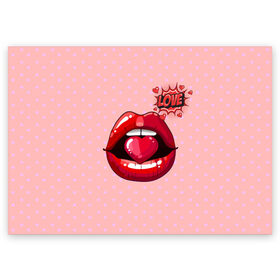 Поздравительная открытка с принтом Lips в Тюмени, 100% бумага | плотность бумаги 280 г/м2, матовая, на обратной стороне линовка и место для марки
 | 3d | love | pop art | арт | губы | девушкам | любовь | поп арт | поцелуй | розовый | сердечки