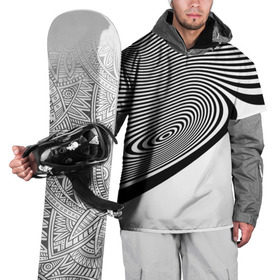 Накидка на куртку 3D с принтом Black&White illusion в Тюмени, 100% полиэстер |  | 3d | абстракции | иллюзия | линии | полосы | черно белые