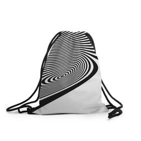 Рюкзак-мешок 3D с принтом Black&White illusion в Тюмени, 100% полиэстер | плотность ткани — 200 г/м2, размер — 35 х 45 см; лямки — толстые шнурки, застежка на шнуровке, без карманов и подкладки | Тематика изображения на принте: 3d | абстракции | иллюзия | линии | полосы | черно белые
