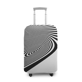 Чехол для чемодана 3D с принтом Black&White illusion в Тюмени, 86% полиэфир, 14% спандекс | двустороннее нанесение принта, прорези для ручек и колес | Тематика изображения на принте: 3d | абстракции | иллюзия | линии | полосы | черно белые