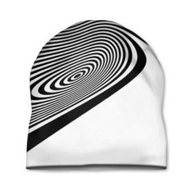 Шапка 3D с принтом Black&White illusion в Тюмени, 100% полиэстер | универсальный размер, печать по всей поверхности изделия | Тематика изображения на принте: 3d | абстракции | иллюзия | линии | полосы | черно белые