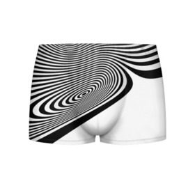 Мужские трусы 3D с принтом Black&White illusion в Тюмени, 50% хлопок, 50% полиэстер | классическая посадка, на поясе мягкая тканевая резинка | Тематика изображения на принте: 3d | абстракции | иллюзия | линии | полосы | черно белые