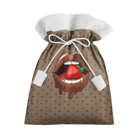 Подарочный 3D мешок с принтом Шоколадные губки в Тюмени, 100% полиэстер | Размер: 29*39 см | 3d | pop art | арт | горошек | губы | девушкам | еда | клубника | кружочек | поп арт | текстура | шоколад | ягоды