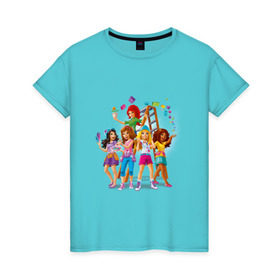 Женская футболка хлопок с принтом ЛЕГО Френдс в Тюмени, 100% хлопок | прямой крой, круглый вырез горловины, длина до линии бедер, слегка спущенное плечо | lego friends | андреа | лучшие подружки | миа | оливия | стефани | эмма