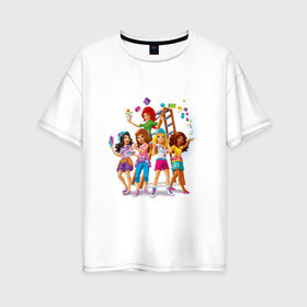 Женская футболка хлопок Oversize с принтом ЛЕГО Френдс в Тюмени, 100% хлопок | свободный крой, круглый ворот, спущенный рукав, длина до линии бедер
 | lego friends | андреа | лучшие подружки | миа | оливия | стефани | эмма
