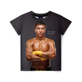 Детская футболка 3D с принтом Геннадий Головкин в Тюмени, 100% гипоаллергенный полиэфир | прямой крой, круглый вырез горловины, длина до линии бедер, чуть спущенное плечо, ткань немного тянется | fighting | ggg | боец | боксер | борьба | драки