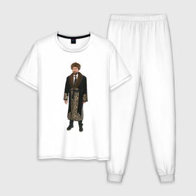 Мужская пижама хлопок с принтом Кейдж 1 в Тюмени, 100% хлопок | брюки и футболка прямого кроя, без карманов, на брюках мягкая резинка на поясе и по низу штанин
 | актер | кейдж в казахстане | мем | николас кейдж