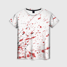Женская футболка 3D с принтом Брызги в Тюмени, 100% полиэфир ( синтетическое хлопкоподобное полотно) | прямой крой, круглый вырез горловины, длина до линии бедер | 3d | абстракция | абстракция красок | арт | брызги | краска | кровь | прикольные | цветные | штрихи