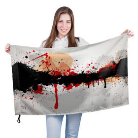 Флаг 3D с принтом Рассвет Абстракция в Тюмени, 100% полиэстер | плотность ткани — 95 г/м2, размер — 67 х 109 см. Принт наносится с одной стороны | абстракция | абстракция красок | брызги | краска | кровь