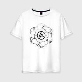 Женская футболка хлопок Oversize с принтом Linkin Park в Тюмени, 100% хлопок | свободный крой, круглый ворот, спущенный рукав, длина до линии бедер
 | 0x000000123 | chester | linkin park | линкин парк