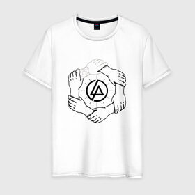 Мужская футболка хлопок с принтом Linkin Park в Тюмени, 100% хлопок | прямой крой, круглый вырез горловины, длина до линии бедер, слегка спущенное плечо. | Тематика изображения на принте: 0x000000123 | chester | linkin park | линкин парк