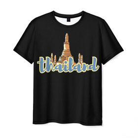 Мужская футболка 3D с принтом Тайланд в Тюмени, 100% полиэфир | прямой крой, круглый вырез горловины, длина до линии бедер | азия | новинки | популярное | прикольные | солнце | страна | традиция | турист | черный
