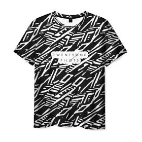 Мужская футболка 3D с принтом Twenty One Pilots Паттерн в Тюмени, 100% полиэфир | прямой крой, круглый вырез горловины, длина до линии бедер | rock | t.o.p. | top | twenty one pilots | рок