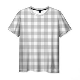 Мужская футболка 3D с принтом Grey squares в Тюмени, 100% полиэфир | прямой крой, круглый вырез горловины, длина до линии бедер | Тематика изображения на принте: белый | клеточка | серый | текстура