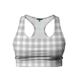 Женский спортивный топ 3D с принтом Grey squares в Тюмени, 82% полиэстер, 18% спандекс Ткань безопасна для здоровья, позволяет коже дышать, не мнется и не растягивается |  | белый | клеточка | серый | текстура