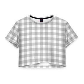 Женская футболка 3D укороченная с принтом Grey squares в Тюмени, 100% полиэстер | круглая горловина, длина футболки до линии талии, рукава с отворотами | Тематика изображения на принте: белый | клеточка | серый | текстура