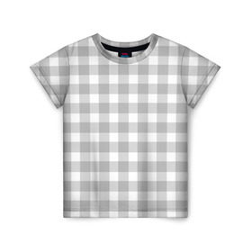 Детская футболка 3D с принтом Grey squares в Тюмени, 100% гипоаллергенный полиэфир | прямой крой, круглый вырез горловины, длина до линии бедер, чуть спущенное плечо, ткань немного тянется | Тематика изображения на принте: белый | клеточка | серый | текстура