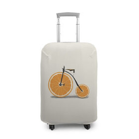 Чехол для чемодана 3D с принтом Велосипед апельсин в Тюмени, 86% полиэфир, 14% спандекс | двустороннее нанесение принта, прорези для ручек и колес | апельсин | велосипед