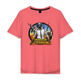 Мужская футболка хлопок Oversize с принтом Playerunknowns Battlegrounds в Тюмени, 100% хлопок | свободный крой, круглый ворот, “спинка” длиннее передней части | battle | battlegrounds | playerunknown | royale