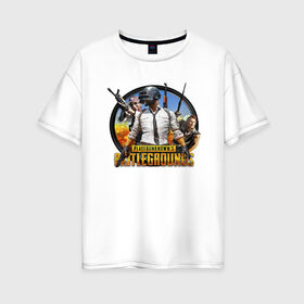 Женская футболка хлопок Oversize с принтом Playerunknowns Battlegrounds в Тюмени, 100% хлопок | свободный крой, круглый ворот, спущенный рукав, длина до линии бедер
 | battle | battlegrounds | playerunknown | royale