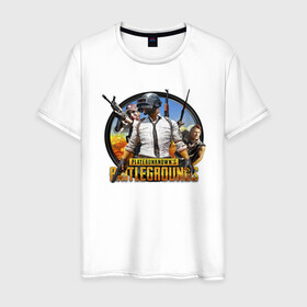 Мужская футболка хлопок с принтом Playerunknown`s Battlegrounds в Тюмени, 100% хлопок | прямой крой, круглый вырез горловины, длина до линии бедер, слегка спущенное плечо. | battle | battlegrounds | playerunknown | royale