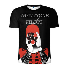 Мужская футболка 3D спортивная с принтом Twenty one pilots в Тюмени, 100% полиэстер с улучшенными характеристиками | приталенный силуэт, круглая горловина, широкие плечи, сужается к линии бедра | rock | t.o.p. | top | twenty one pilots | рок