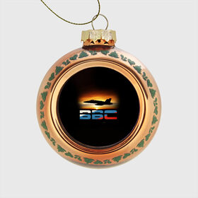 Стеклянный ёлочный шар с принтом Истребитель ВВС на закате в Тюмени, Стекло | Диаметр: 80 мм | Тематика изображения на принте: самолет