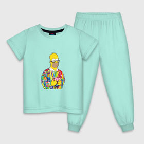 Детская пижама хлопок с принтом Homer в Тюмени, 100% хлопок |  брюки и футболка прямого кроя, без карманов, на брюках мягкая резинка на поясе и по низу штанин
 | bart | homer | simpsons | барт | гомер | еда | мультфильм | отец | папа | пончик | радуга | симпсоны | спрингфилд | хиппи | цвет